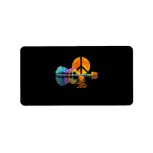 Guitar Lake Shadow Peace Love Guitar Hippie Etiket