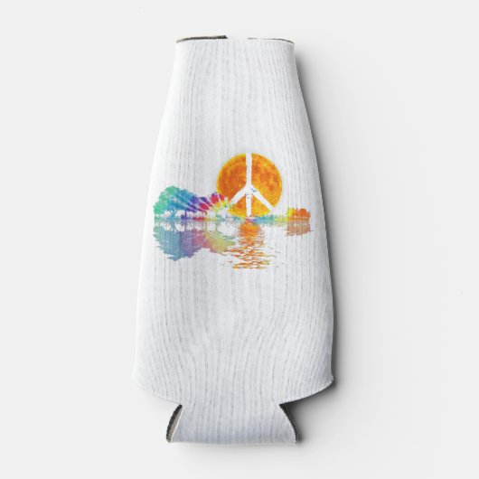 Guitar Lake Shadow Peace Love Guitar Hippie Flesjeskoeler (Voorkant)