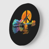 Guitar Lake Shadow Peace Love Guitar Hippie Grote Klok (Hoek)