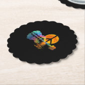 Guitar Lake Shadow Peace Love Guitar Hippie Kartonnen Onderzetters (Gekanteld)