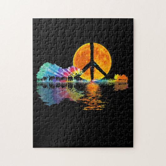 Guitar Lake Shadow Peace Love Guitar Hippie Legpuzzel (Verticaal)