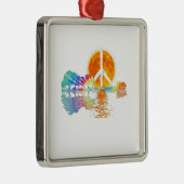 Guitar Lake Shadow Peace Love Guitar Hippie Metalen Ornament (Rechts)