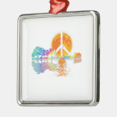 Guitar Lake Shadow Peace Love Guitar Hippie Metalen Ornament (Links)