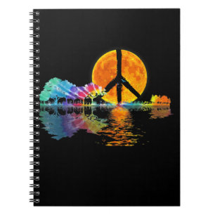 Guitar Lake Shadow Peace Love Guitar Hippie Notitieboek