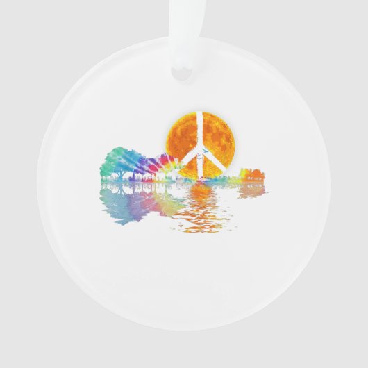 Guitar Lake Shadow Peace Love Guitar Hippie Ornament (voorkant)