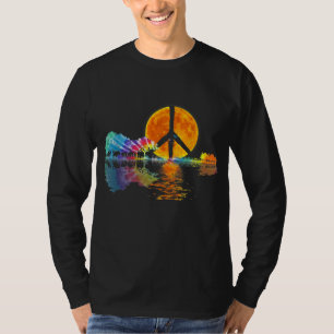 Guitar Lake Shadow Peace Love Guitar Hippie T-shirt