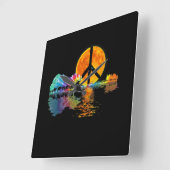 Guitar Lake Shadow Peace Love Guitar Hippie Vierkante Klok (Hoek)