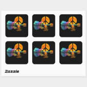 Guitar Lake Shadow Peace Love Guitar Hippie Vierkante Sticker (Vel)