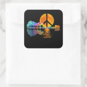 Guitar Lake Shadow Peace Love Guitar Hippie Vierkante Sticker (Tas)
