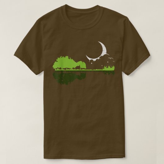 Guitar Lake Shadow Tree Moonlight Love Guitar T-shirt (Design voorkant)