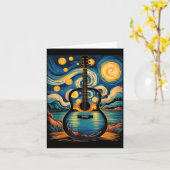 Guitar Lake Starry Night Music Guitarist Van Gogh  Kaart (Gele Bloem)