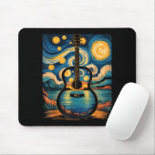 Guitar Lake Starry Night Music Guitarist Van Gogh  Muismat (Met muis)