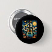 Guitar Lake Starry Night Music Guitarist Van Gogh Ronde Button 5,7 Cm (Voorkant /achterkant)