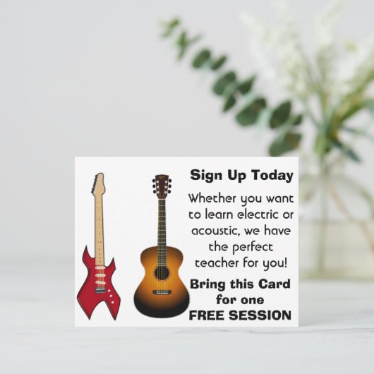 Guitar Lesson Adverteren Briefkaarten (Staand voorkant)