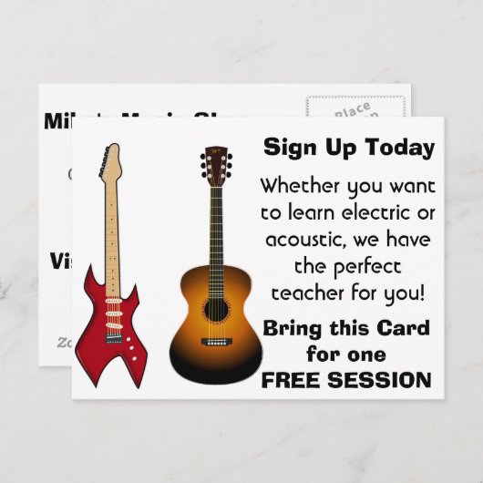 Guitar Lesson Adverteren Briefkaarten (Voorkant / Achterkant)
