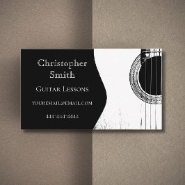 Guitar Lessons Black en White Abstract Visitekaartje