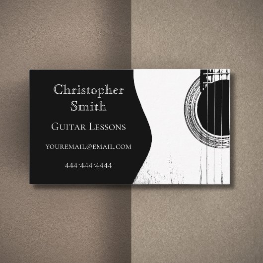Guitar Lessons Black en White Abstract Visitekaartje