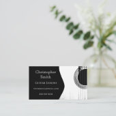 Guitar Lessons Black White Musical Abstrac Visitekaartje (Staand voorkant)