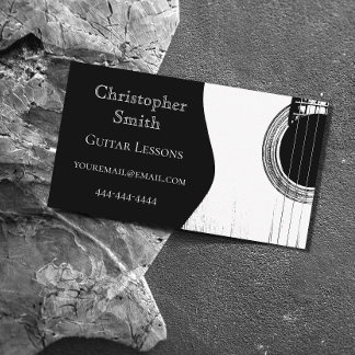 Guitar Lessons Black White Musical Abstrac Visitekaartje