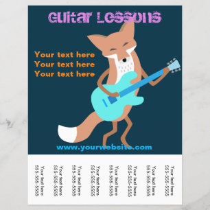 Guitar Lessons Flyer met Fox Plays Guitar