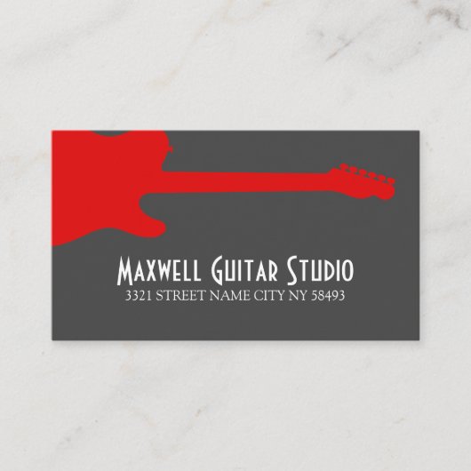 Guitar Lessons Instructor Music Studio Business Visitekaartje (Voorkant)