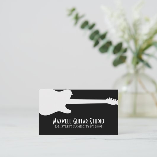Guitar Lessons Instructor Music Studio Business Visitekaartje (Staand voorkant)