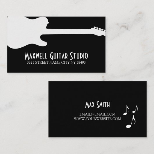 Guitar Lessons Instructor Music Studio Business Visitekaartje (Voorkant / Achterkant)