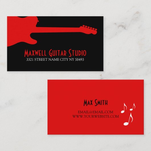 Guitar Lessons Instructor Music Studio Visitekaartje (Voorkant / Achterkant)