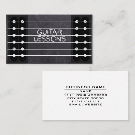 Guitar Lessons Music Instructor Docent Klasse Pro Visitekaartje (Voorkant / Achterkant)