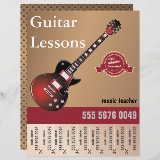 Guitar Lessons Music Teacher Small Business Flyer (Voorkant / Achterkant)