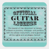 Guitar License Square Sticker (Voorkant)