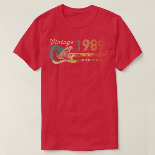 Guitar Lover 33 jaar oude Gifts  Limite 1989 T-shirt (Design voorkant)