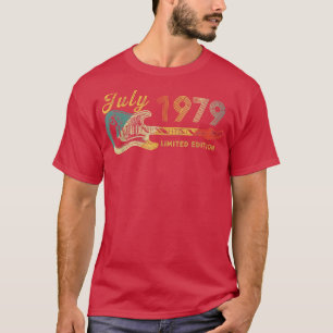 Guitar Lover 43 jaar oude Gifts juli 1979 Limited T-shirt