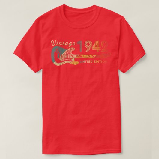 Guitar Lover 80 jaar oude Gifts  Limiet 1942 T-shirt (Design voorkant)