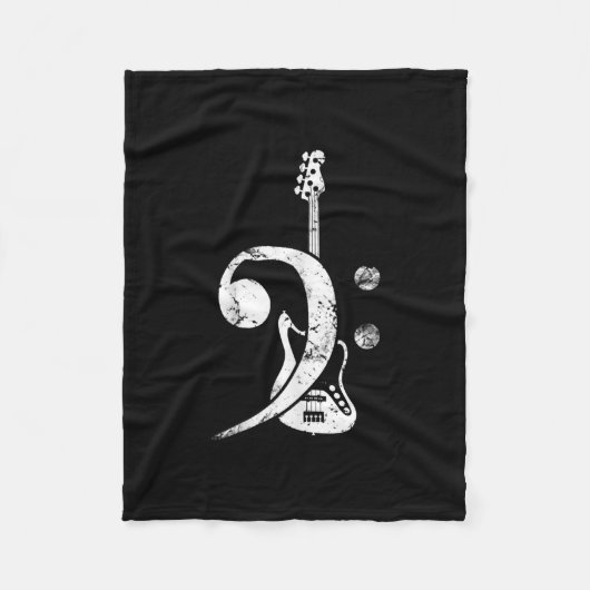 Guitar Lover | Bass Clef Bass Guitar Fleece Deken (Voorkant)
