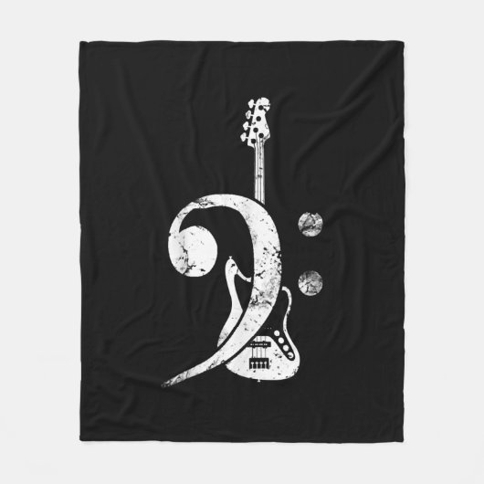 Guitar Lover | Bass Clef Bass Guitar Fleece Deken (Voorkant)