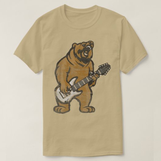 Guitar Lover Bear Playing Bass Guitar Guitarists M T-shirt (Design voorkant)
