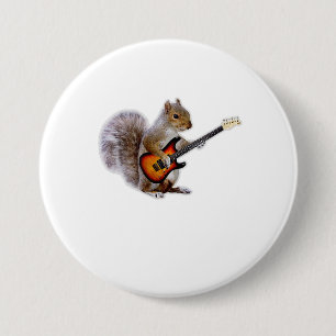 Guitar Lover   Dekhoorn die gitaar speelt Ronde Button 7,6 Cm