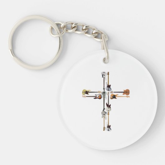 Guitar Lover | Guitar Cross Gift Sleutelhanger (Voorkant)