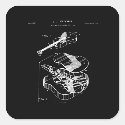 Guitar Lover | Martin Guitar Patent Vierkante Sticker (Voorkant)