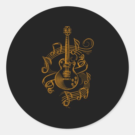 Guitar Lover | Muziekgitaar Ronde Sticker (Voorkant)