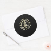 Guitar Lover | Peace Love Rock'N'Roll Ronde Sticker (Envelop)
