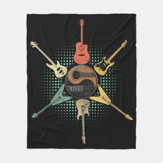 Guitar Lover| Retrostijl | Gift voor gitarist Fleece Deken
