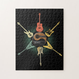 Guitar Lover Retrostijl Gift voor gitarist Legpuzzel