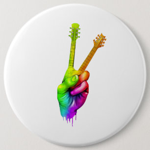 Guitar Lover   Zeg Hi Guitar Hands Gift Ronde Button 6,0 Cm