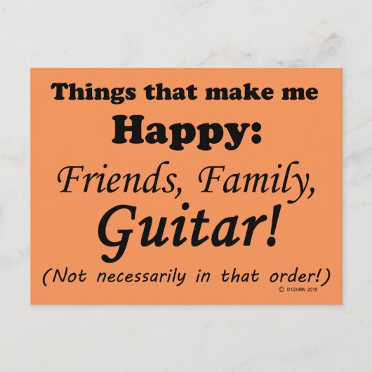 Guitar maakt me gelukkig briefkaart (Voorkant)