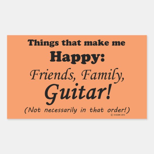 Guitar maakt me gelukkig rechthoekige sticker (Voorkant)