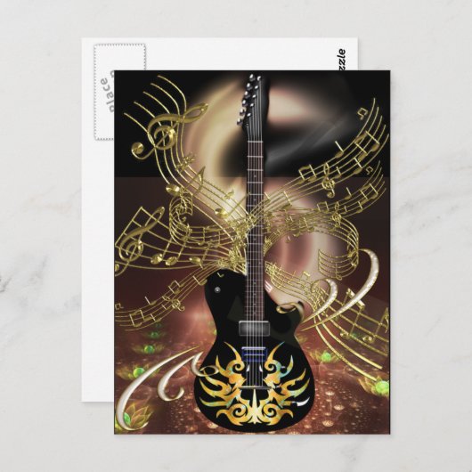 Guitar Magic Flames uit de hel met Heavenly Notes Briefkaart (Voorkant / Achterkant)