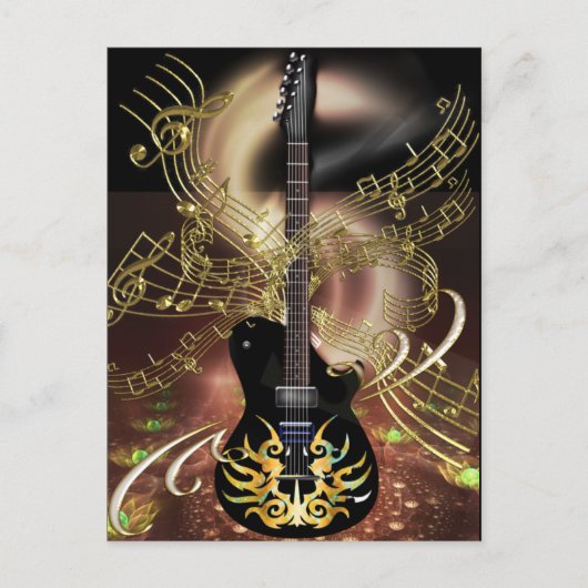 Guitar Magic Flames uit de hel met Heavenly Notes Briefkaart (Voorkant)