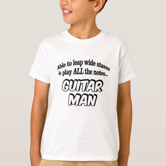Guitar Man - Muziek superheld T-shirt (Voorkant)